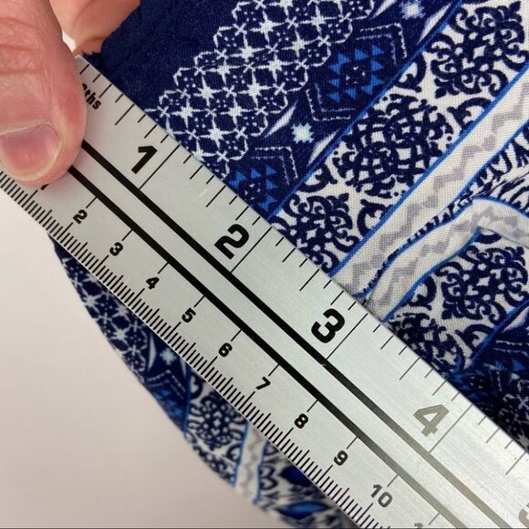 Anthropologie Paisley Print Romper Long Sleeves Blue White Bohemian XS Elevenses - Picture 12 of 16